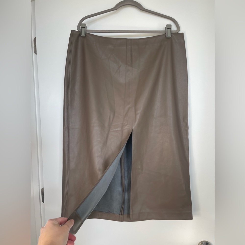 Vegan leather midi skirt